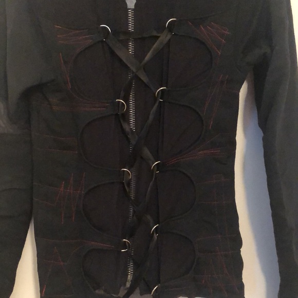 Black hoodie with see through corseted back - Picture 1 of 8